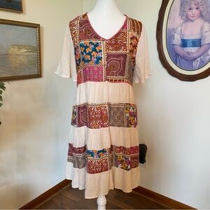Oddy • Boutique Patchwork Multicolor Boho Dress • Size S • EUC